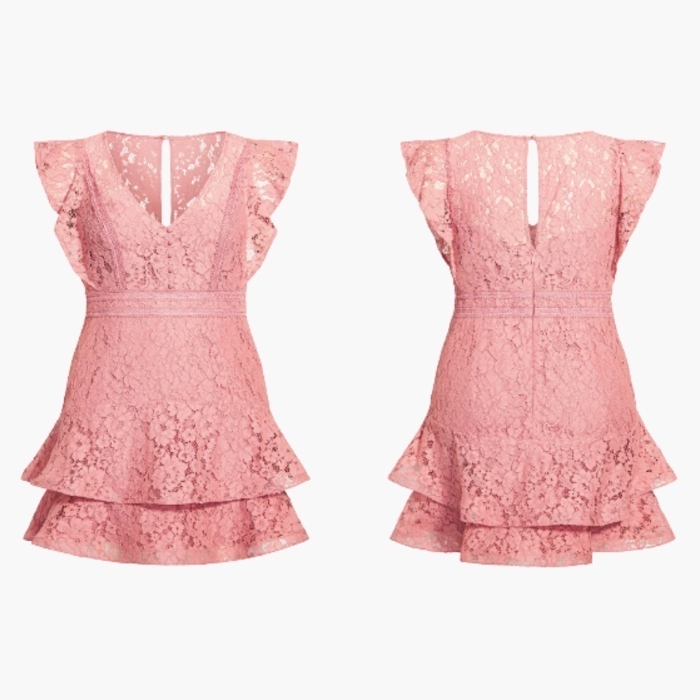 NWT City Chic Sienna Lace Tiered Mini Dress in Rose Pink Sz. 14 - Picture 3 of 3